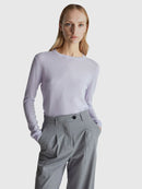 Basic 100Pc Virgin Round Neck Jumper - Lilac
