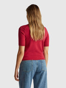 Cashmere Blend Polo Neck Jumper - Raspberry