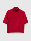 Cashmere Blend Polo Neck Jumper - Raspberry