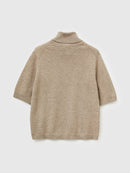 Cashmere Blend Polo Neck Jumper - Sand