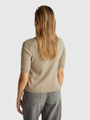 Cashmere Blend Polo Neck Jumper - Sand
