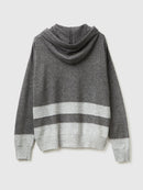 2 Tone Cashmere Blend Hoodie - Grey