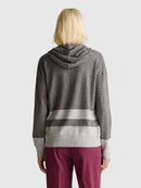 2 Tone Cashmere Blend Hoodie - Grey