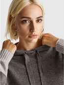 2 Tone Cashmere Blend Hoodie - Grey