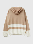 2 Tone Cashmere Blend Hoodie - Sand