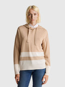 2 Tone Cashmere Blend Hoodie - Sand