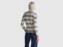 Round Neck Stripe Jumper - Grey/cream