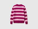 Round Neck Stripe Jumper - Magenta/pink