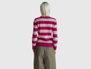 Round Neck Stripe Jumper - Magenta/pink