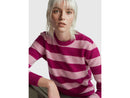 Round Neck Stripe Jumper - Magenta/pink