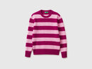 Round Neck Stripe Jumper - Magenta/pink
