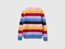 Round Neck Stripe Jumper - Blue/magenta