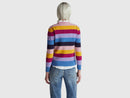 Round Neck Stripe Jumper - Blue/magenta
