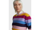 Round Neck Stripe Jumper - Blue/magenta