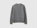 Shetland Wool Round Neck Jumper - Dark Grey