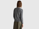 Shetland Wool Round Neck Jumper - Dark Grey