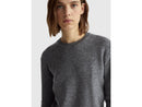 Shetland Wool Round Neck Jumper - Dark Grey