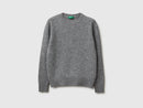 Shetland Wool Round Neck Jumper - Dark Grey