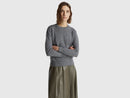Shetland Wool Round Neck Jumper - Dark Grey