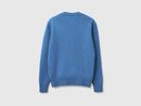 Shetland Wool Round Neck Jumper - Light Blue