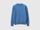 Shetland Wool Round Neck Jumper - Light Blue
