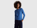 Shetland Wool Round Neck Jumper - Light Blue
