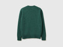 Shetland Wool Round Neck Jumper - Dark Green