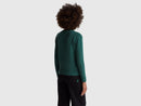 Shetland Wool Round Neck Jumper - Dark Green