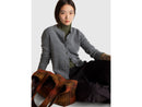 Shetland Round Neck Wool Cardigan - Dark Grey