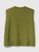 Wool Mix Sleeveless Jumper - Moss