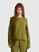Wool Mix Sleeveless Jumper - Moss