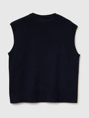 Wool Mix Sleeveless Jumper - Navy