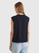 Wool Mix Sleeveless Jumper - Navy