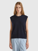 Wool Mix Sleeveless Jumper - Navy