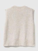 Wool Mix Sleeveless Jumper - Beige
