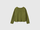 Boxy Fit V Neck Jumper - Moss