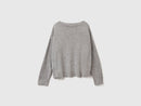 Boxy Fit V Neck Jumper - Grey Melange