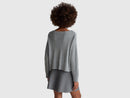 Boxy Fit V Neck Jumper - Grey Melange