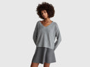 Boxy Fit V Neck Jumper - Grey Melange