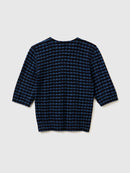 Round Neck Print Jumper - Blue/navy