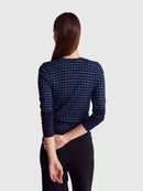 Round Neck Print Jumper - Blue/navy