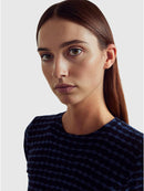 Round Neck Print Jumper - Blue/navy