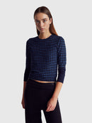 Round Neck Print Jumper - Blue/navy