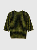 Round Neck Print Jumper - Moss/navy