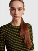 Round Neck Print Jumper - Moss/navy