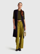 Round Neck Print Jumper - Moss/navy