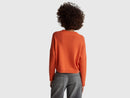 Boxy Fit V Neck Jumper - Orange