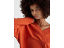 Boxy Fit V Neck Jumper - Orange