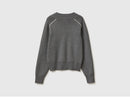 Boxy Ribbed V Neck Jumper - Dark Grey