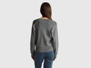 Boxy Ribbed V Neck Jumper - Dark Grey